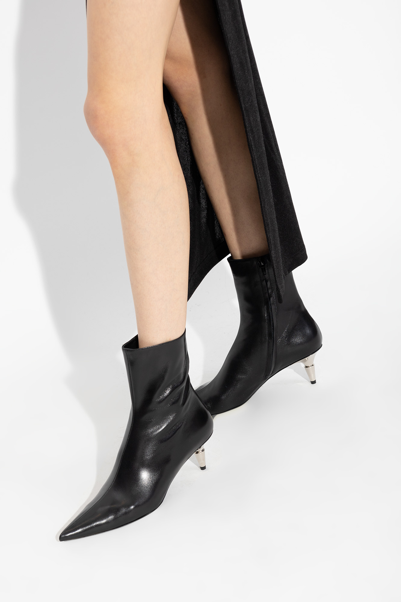 Black spiked ankle clearance boots